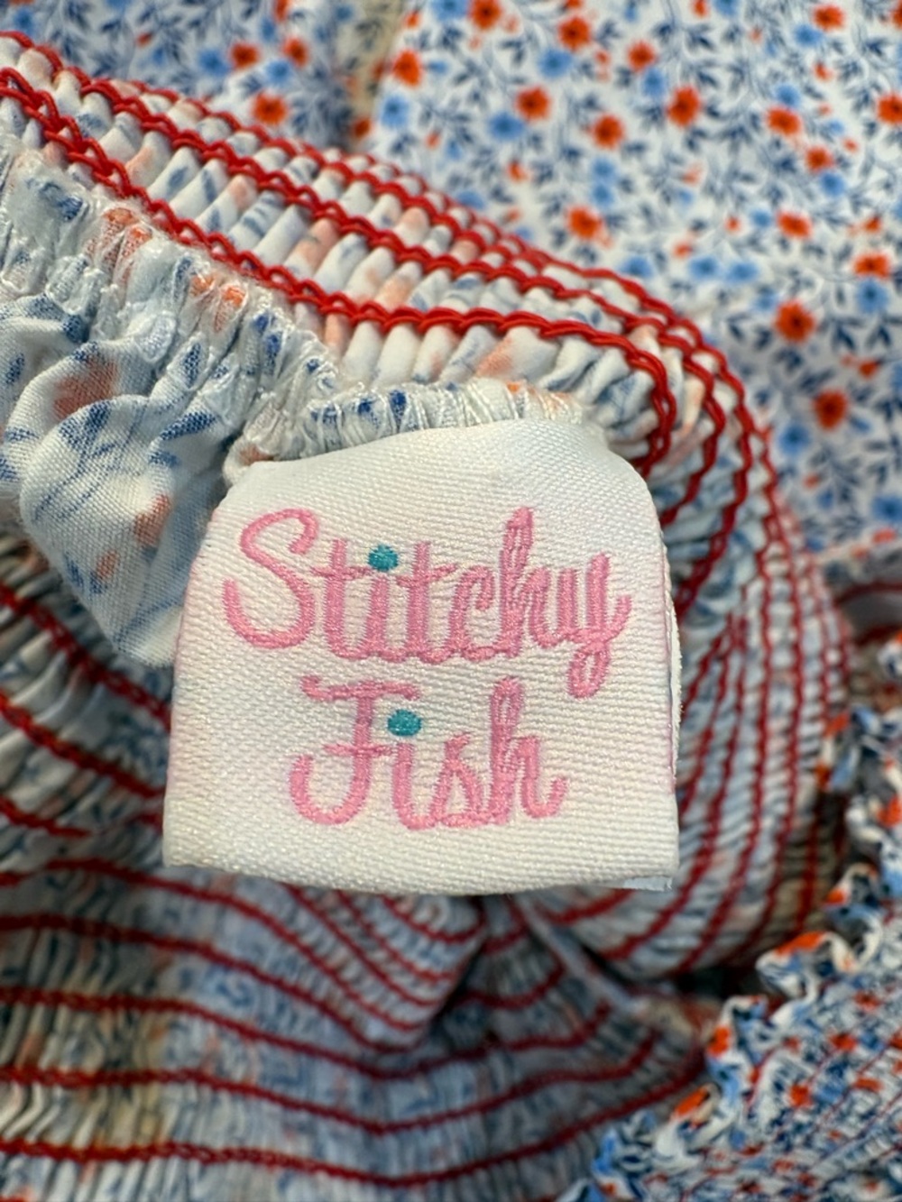 Stitchy Fish Freedom Blooms Red & Blue Floral Print Dress Size 6 - Picture 6 of 7